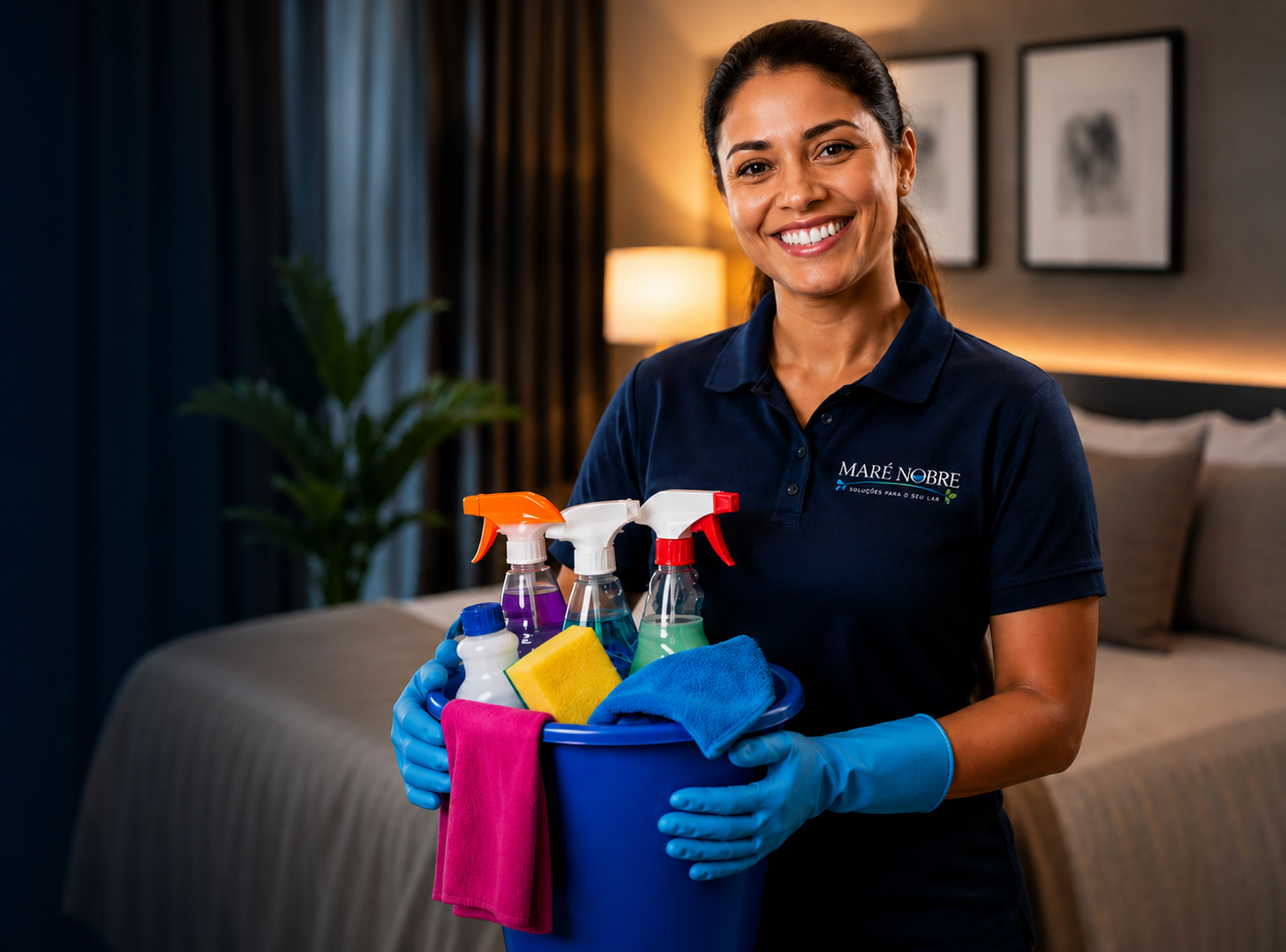 Profissional Maré Nobre com kit de limpeza