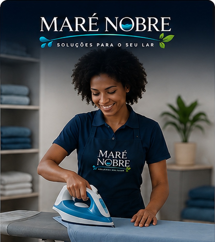 Funcionário da Maré Nobre realizando o serviço de passadoria